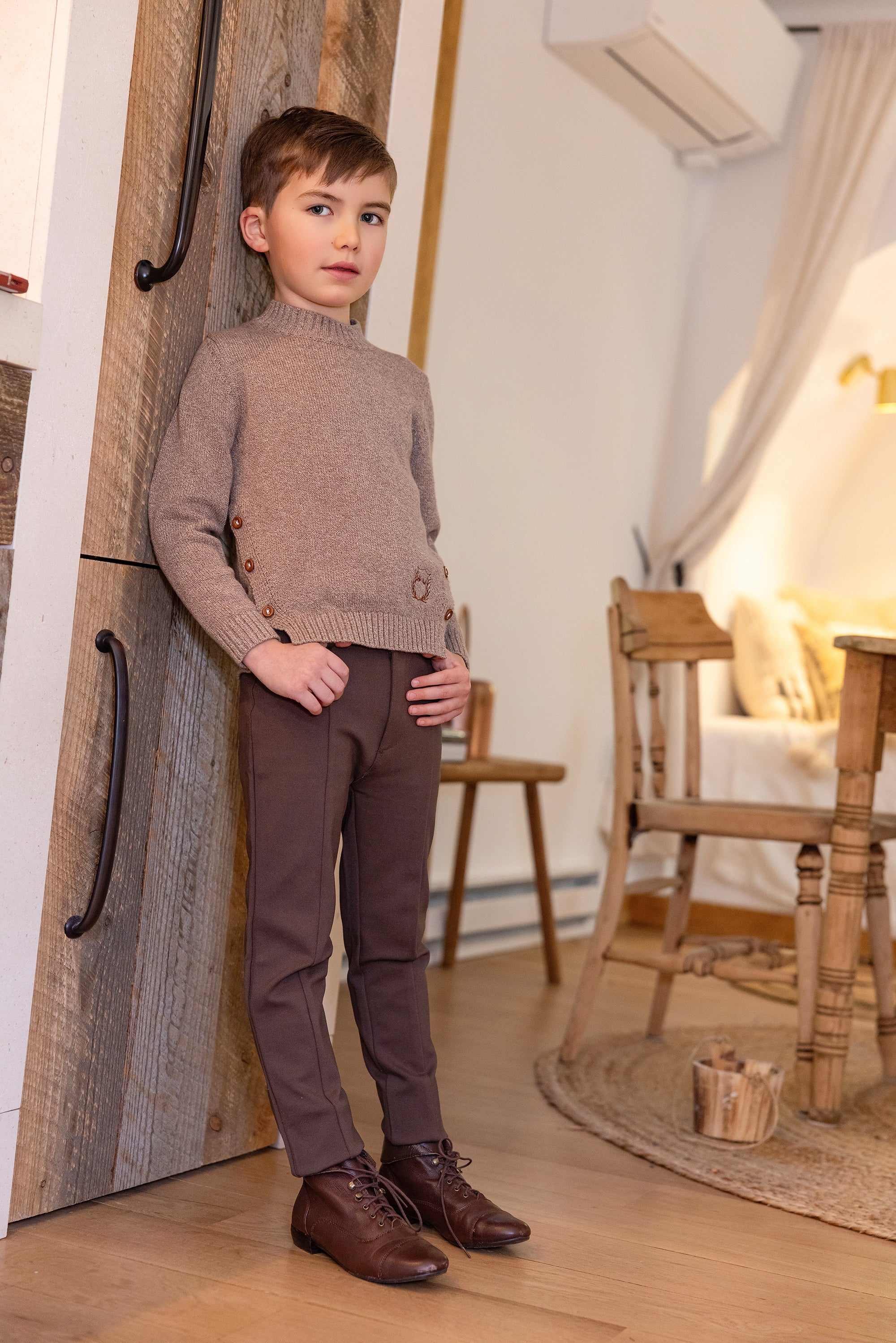 Boys Beige Logo Sweater