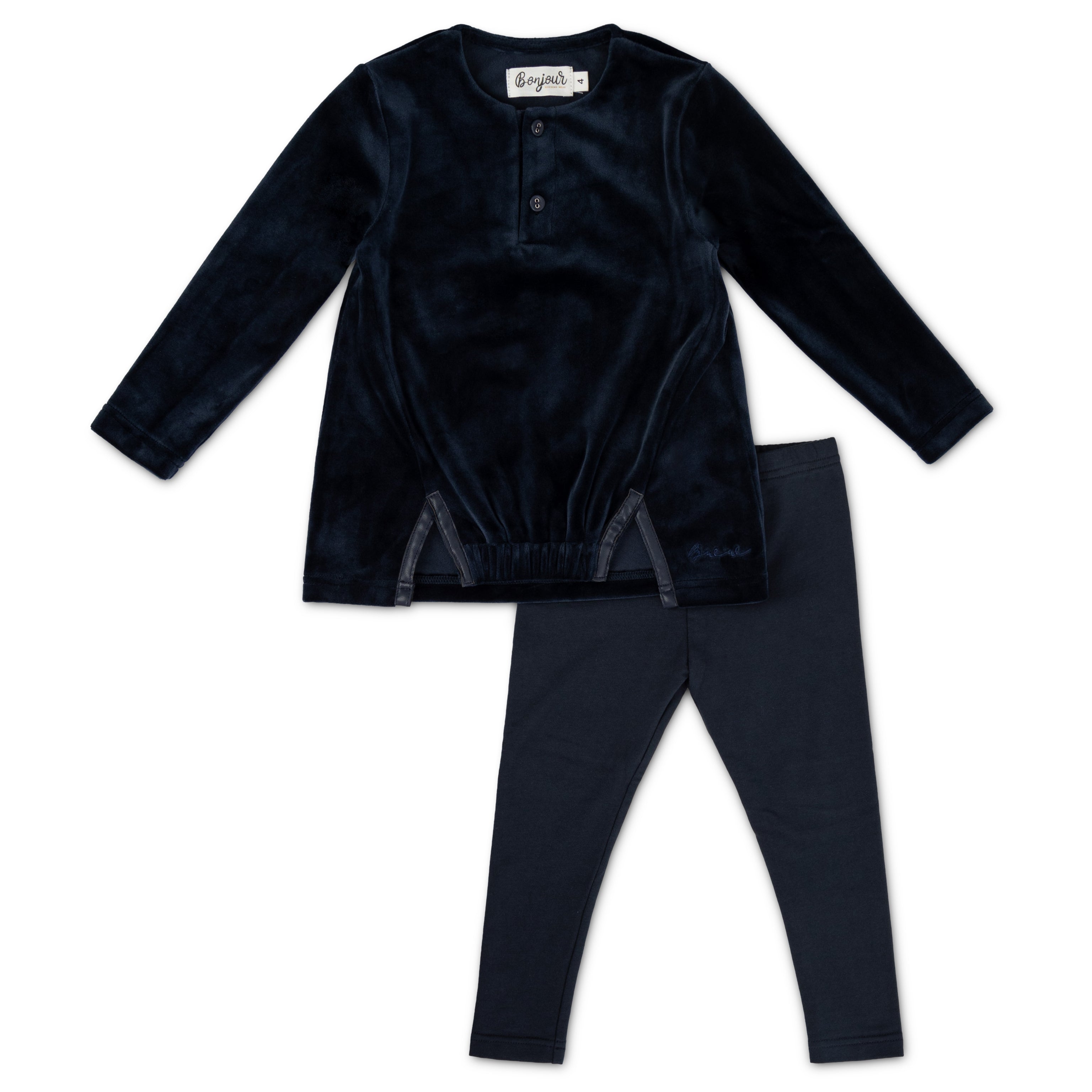 Blue Leather Trim Boy's Two-Piece