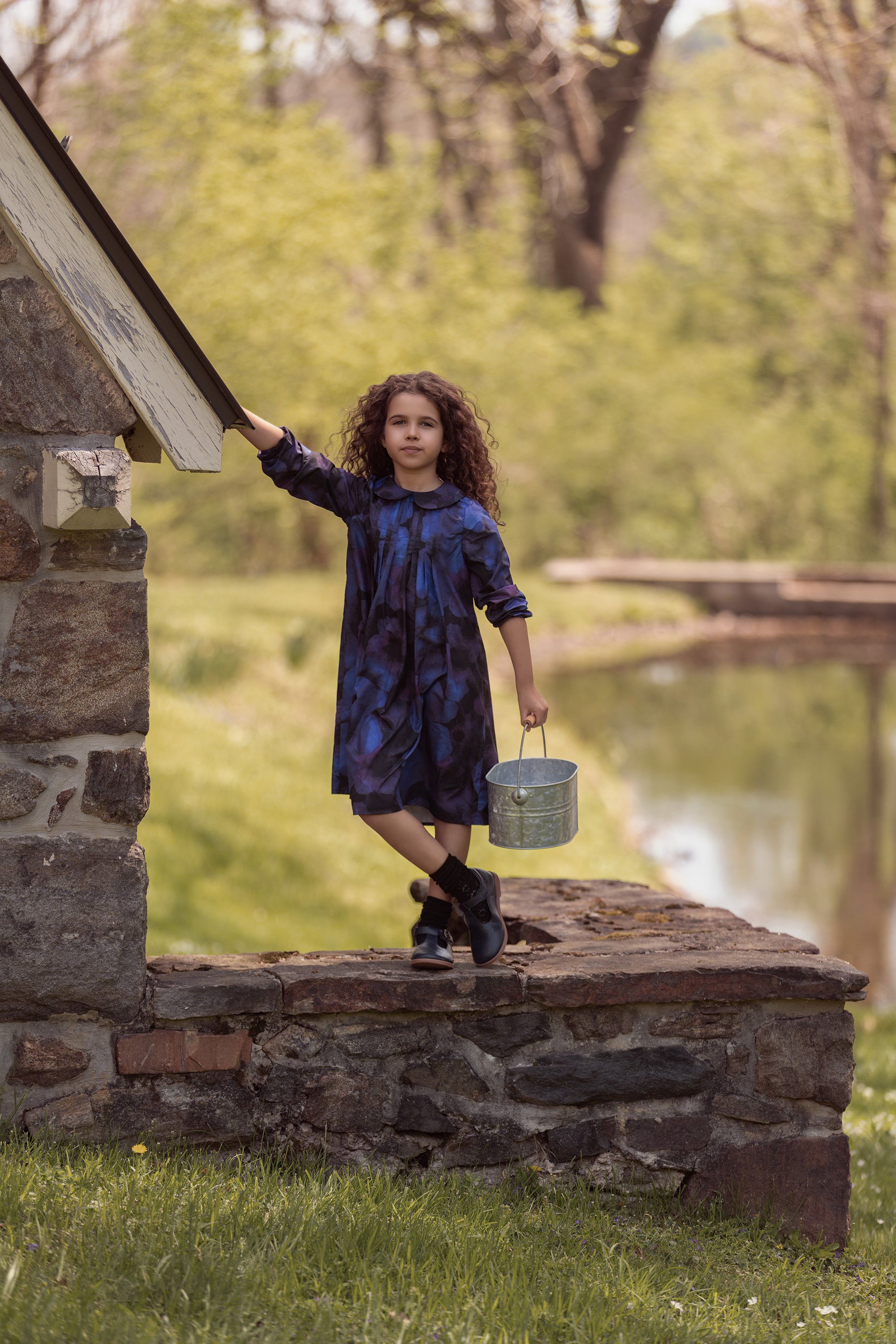 Watercolor Navy Print Dress