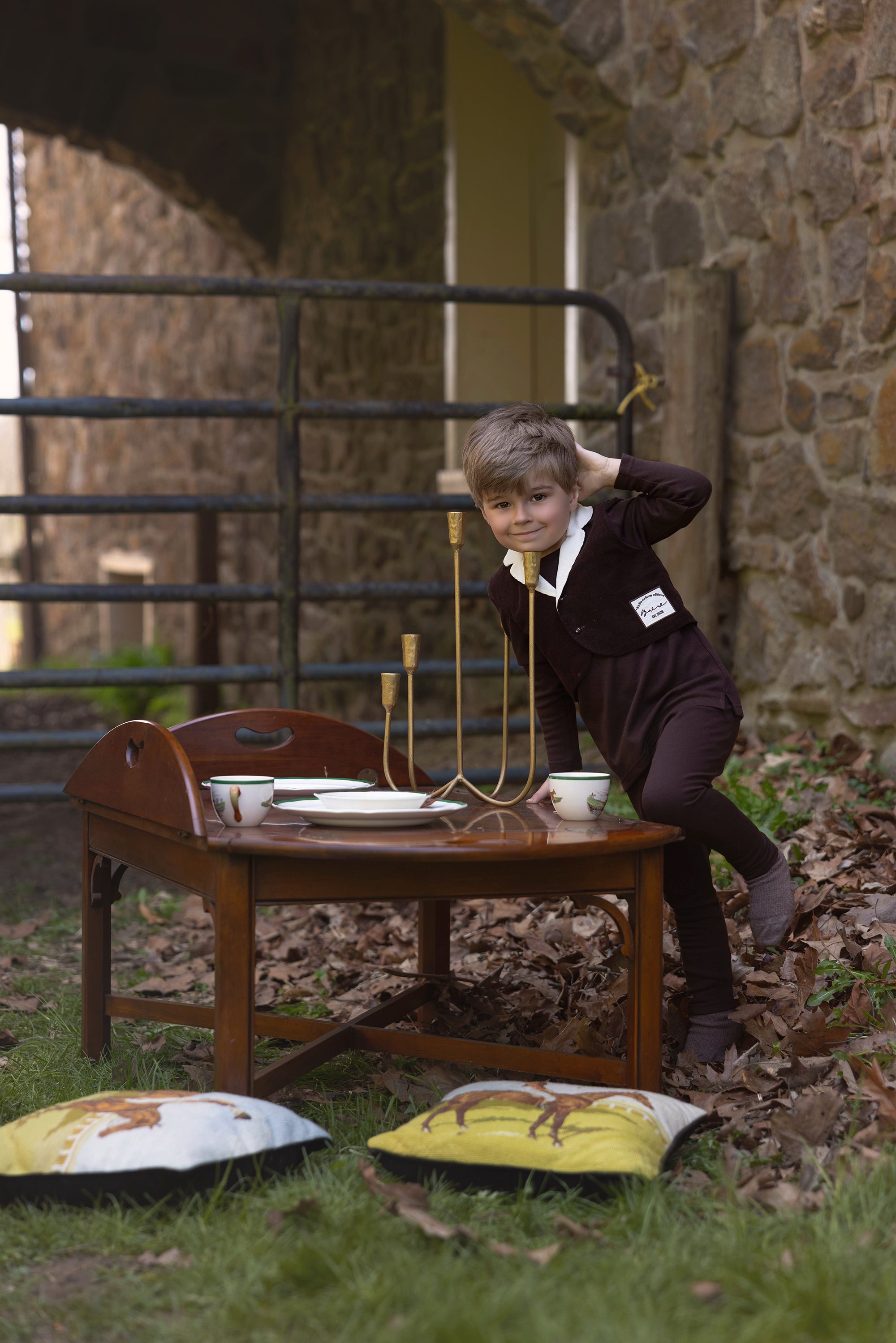 Boys Brown Corduroy Vest Set