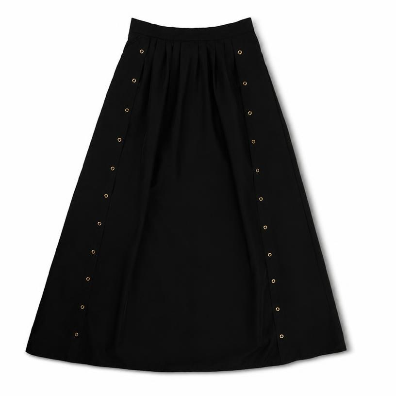 Teen Black Taffeta Eyelet Detail Midi Skirt