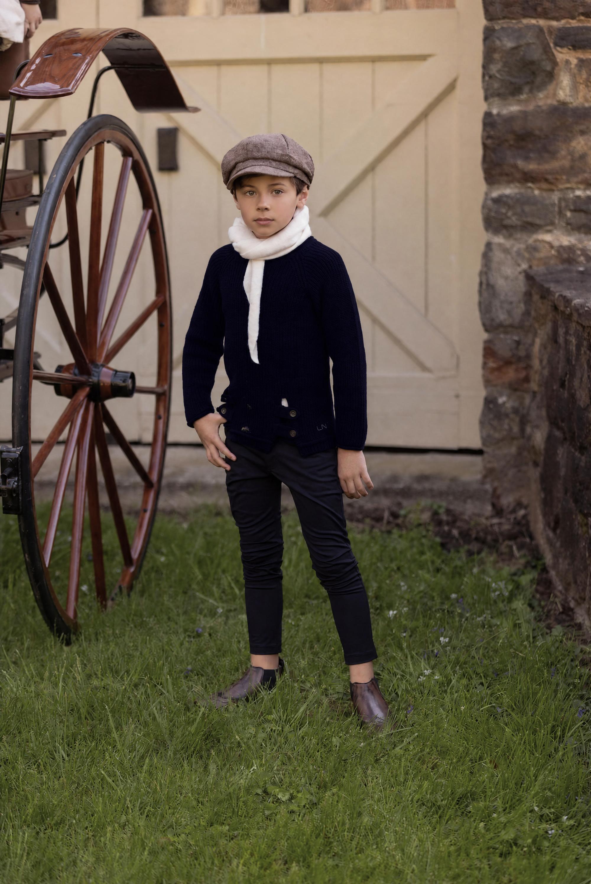 Boys Navy Button Detail Logo Sweater