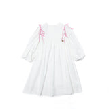 White & Pink Tie Sleeve Dress