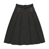 Classy Wool Pleated Button Skirt