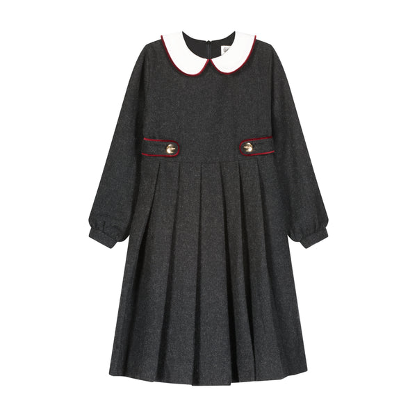 Girls Classy Wool Collar Dress