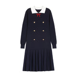 Knit Pleated Collar Dress