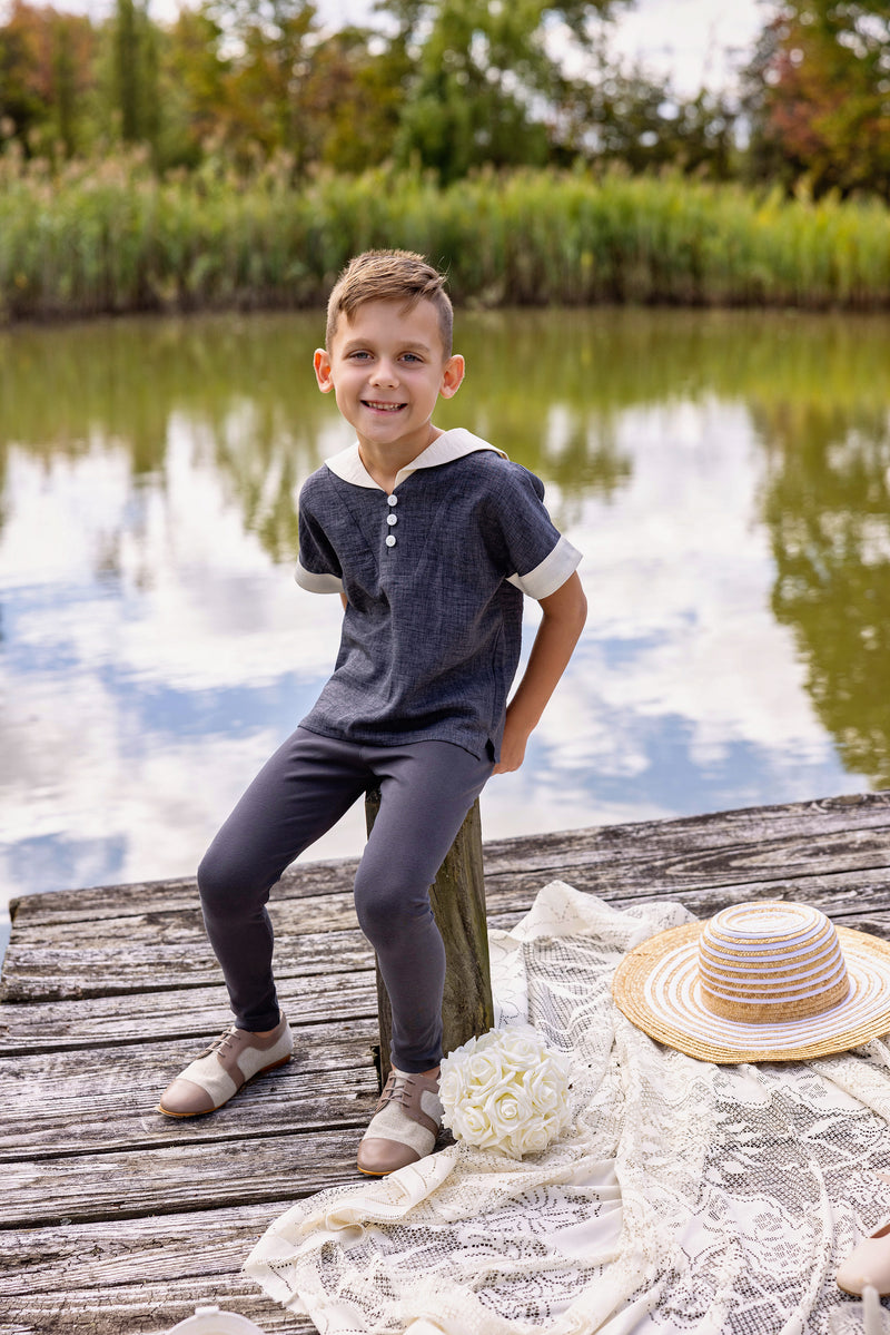 Black Vintage Sailor Boys Two-Piece