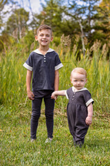 Black Vintage Sailor Boys Two-Piece
