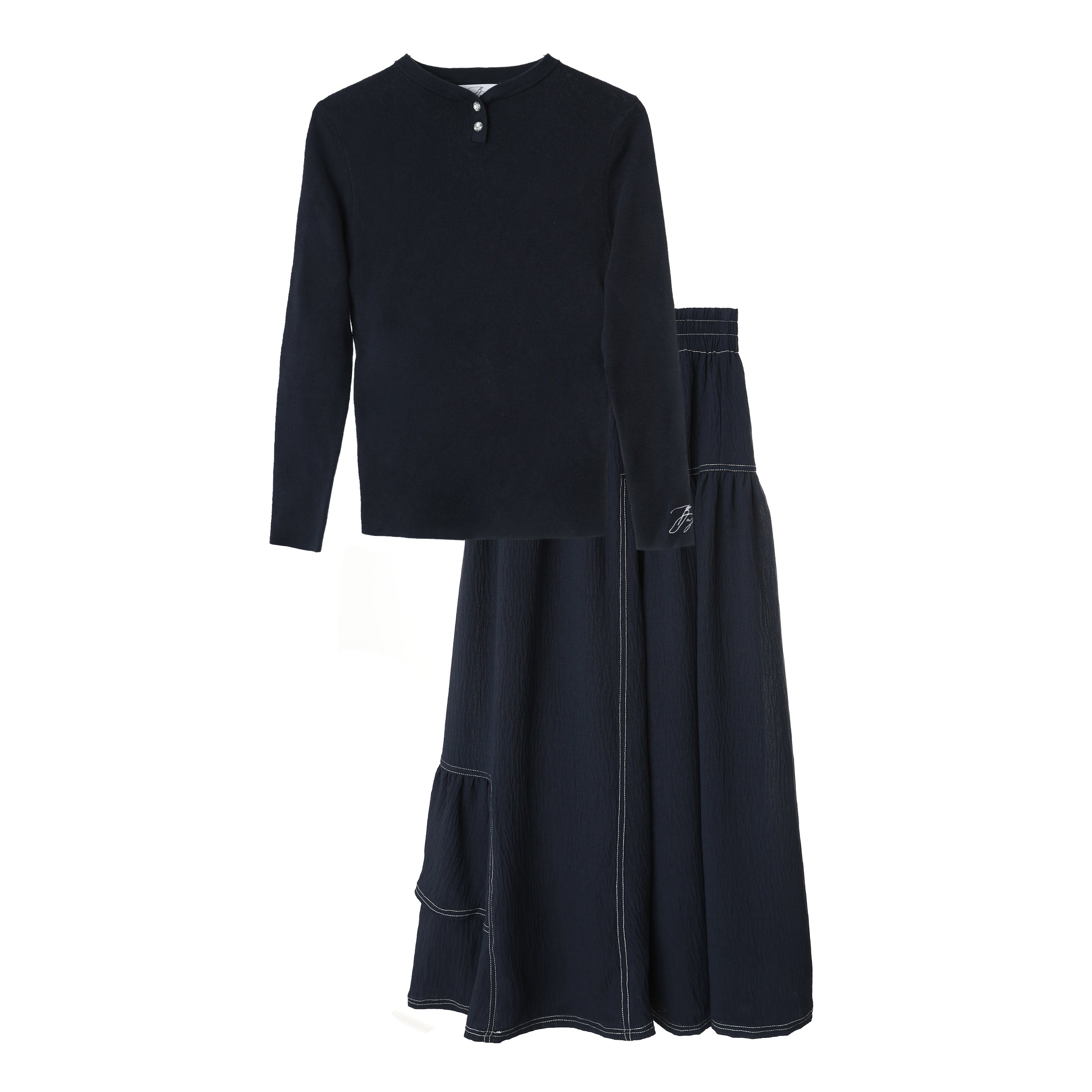 Henley Knit & Topstitch Skirt Set