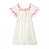 Flutter Sleeve Embroidered Dress