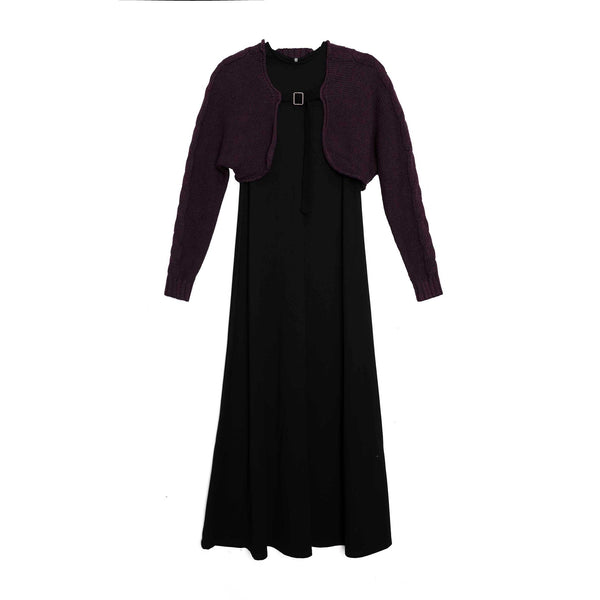 Teen Plum Knit Buckle Cardi Maxi