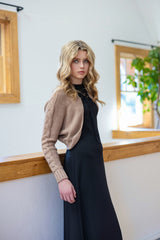 Teen Taupe Knit Buckle Cardi Maxi