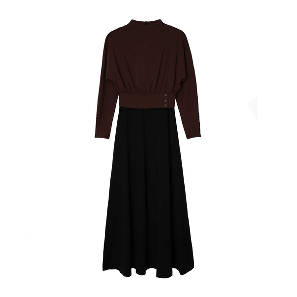 Teen Brown Stitch Button Maxi