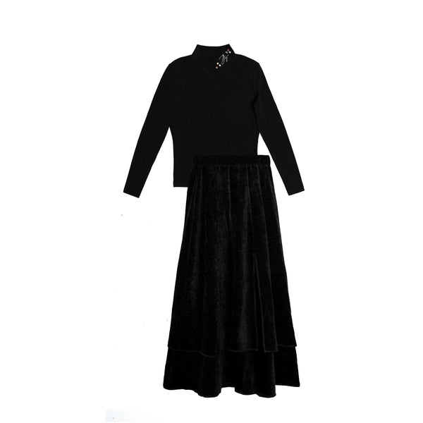 Teen Brooch Sweater & Split Hem Set
