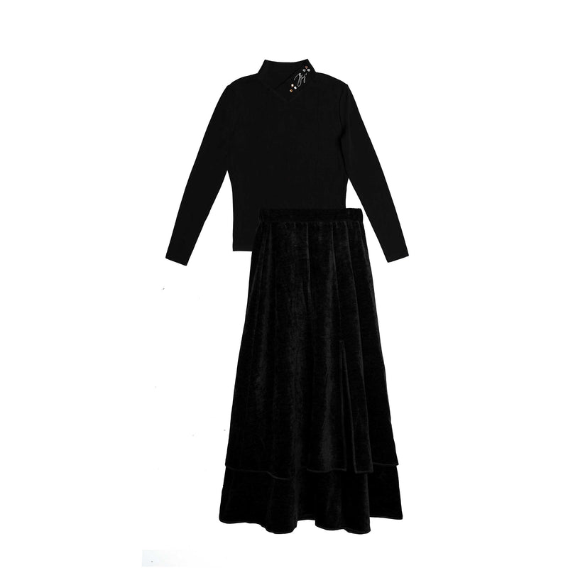 Teen Brooch Sweater & Split Hem Set
