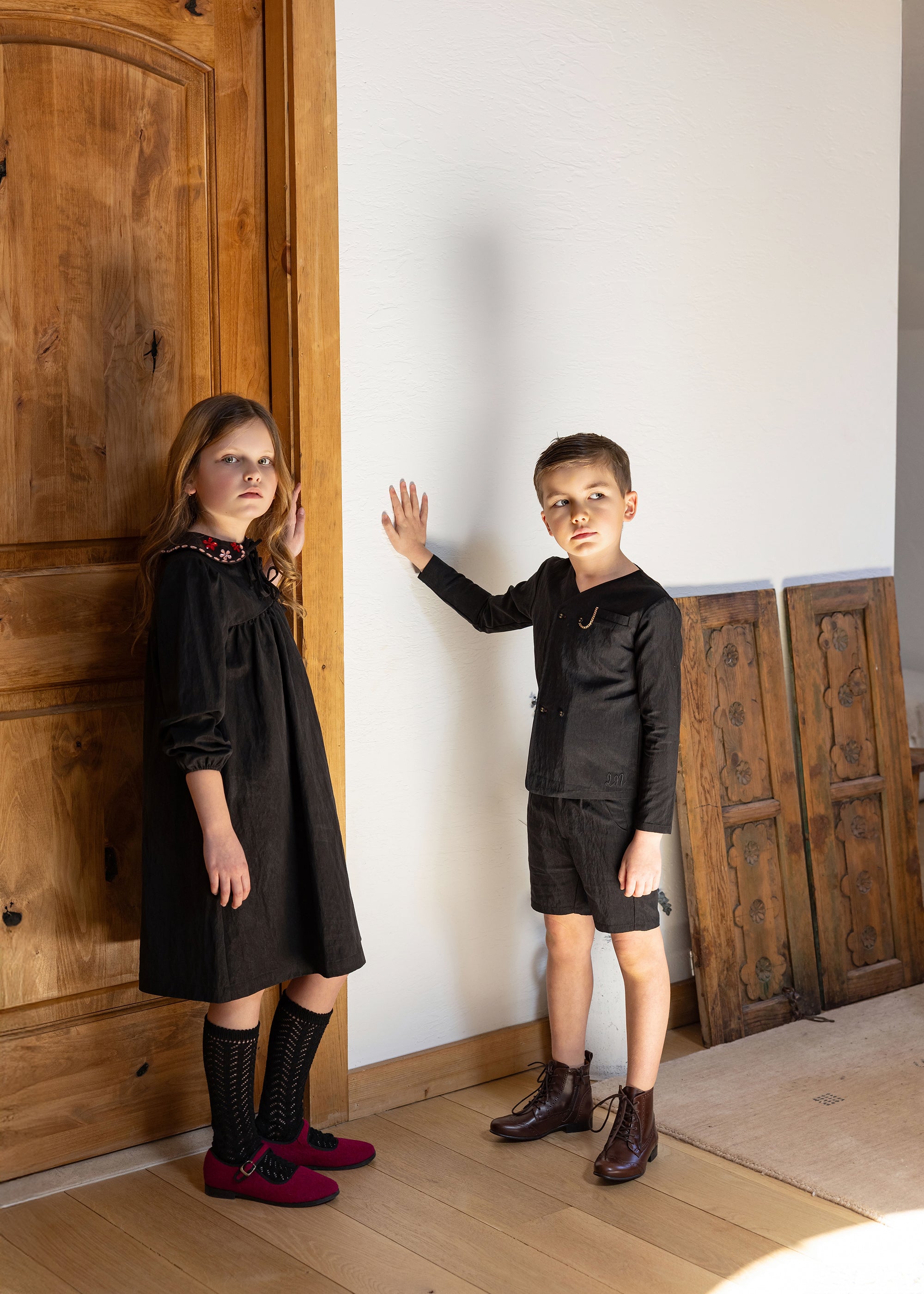 Taffeta Beaded Collar Tie Dress