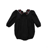 Girl's Taffeta Beaded Collar Tie Romper