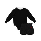 Girl's Knit Taffeta Bow Two-Piece