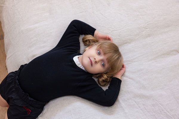 Girl's Knit Taffeta Bow Two-Piece