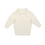 Beige Boys Wool Logo Buildup & Mohair Sweater Set