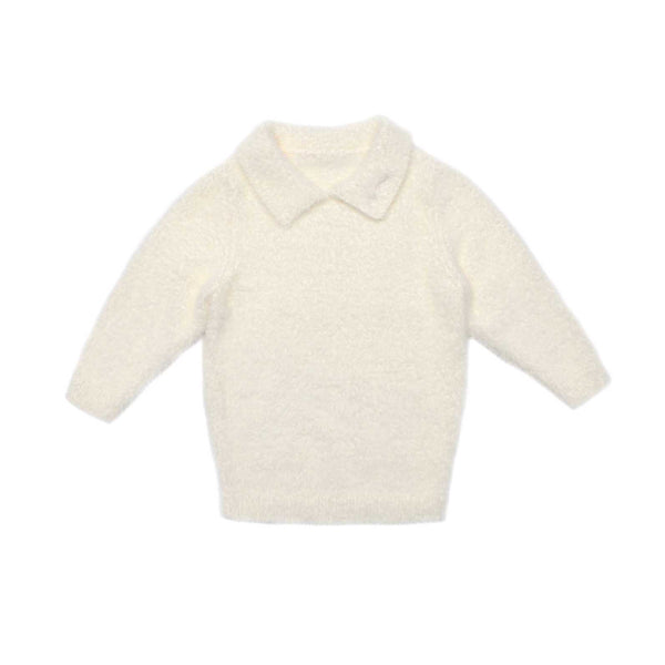 Beige Boys Wool Logo Buildup & Mohair Sweater Set
