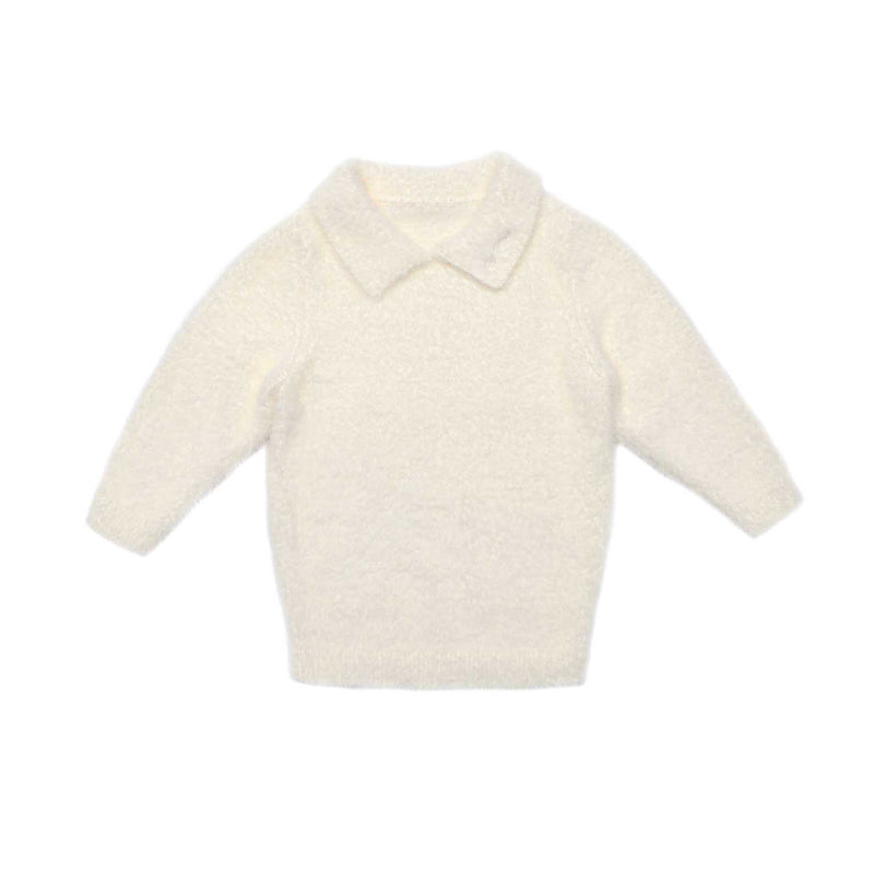 Beige Boys Wool Logo Buildup & Mohair Sweater Set