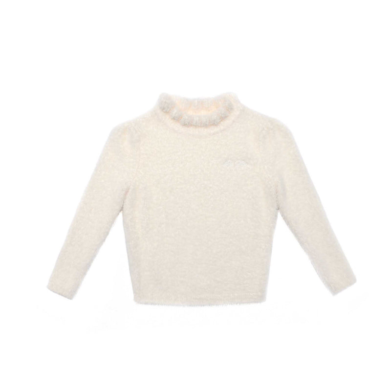 Pink Wool Logo Pleated Skirt & Mohair Sweater Set