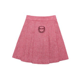 Pink Wool Logo Pleated Skirt & Mohair Sweater Set