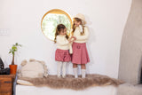 Pink Wool Logo Pleated Skirt & Mohair Sweater Set