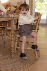 Beige Boys Wool Logo Buildup & Mohair Sweater Set