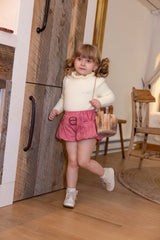 Pink Wool Logo Bubble Pants & Mohair Sweater Set