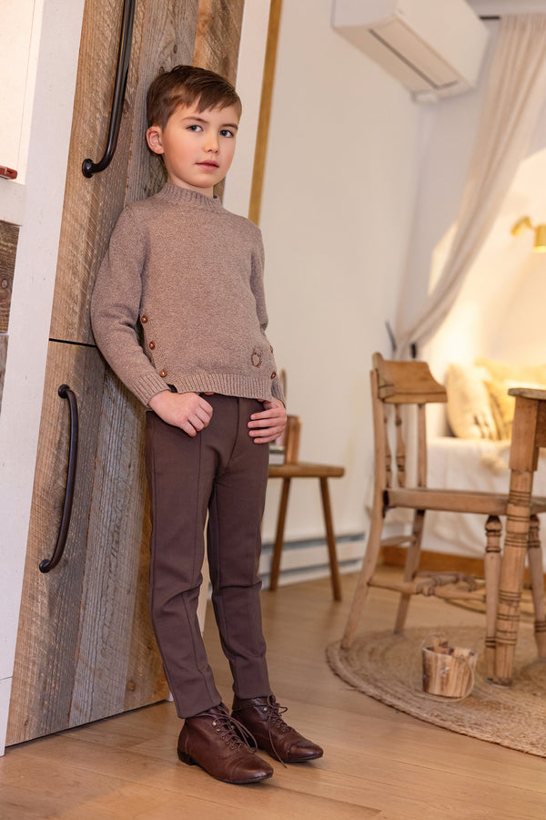 Boys Beige Logo Sweater