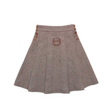 Beige Wool Logo Pleated Skirt & Mohair Sweater Set