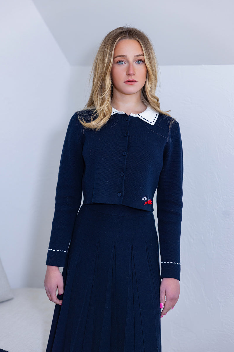 Teen Navy Knit Jacket Two-Piece