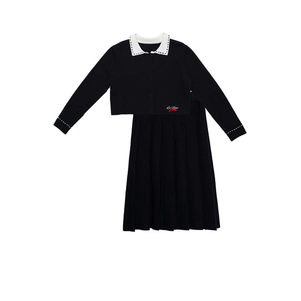 Teen Navy Knit Jacket Two-Piece