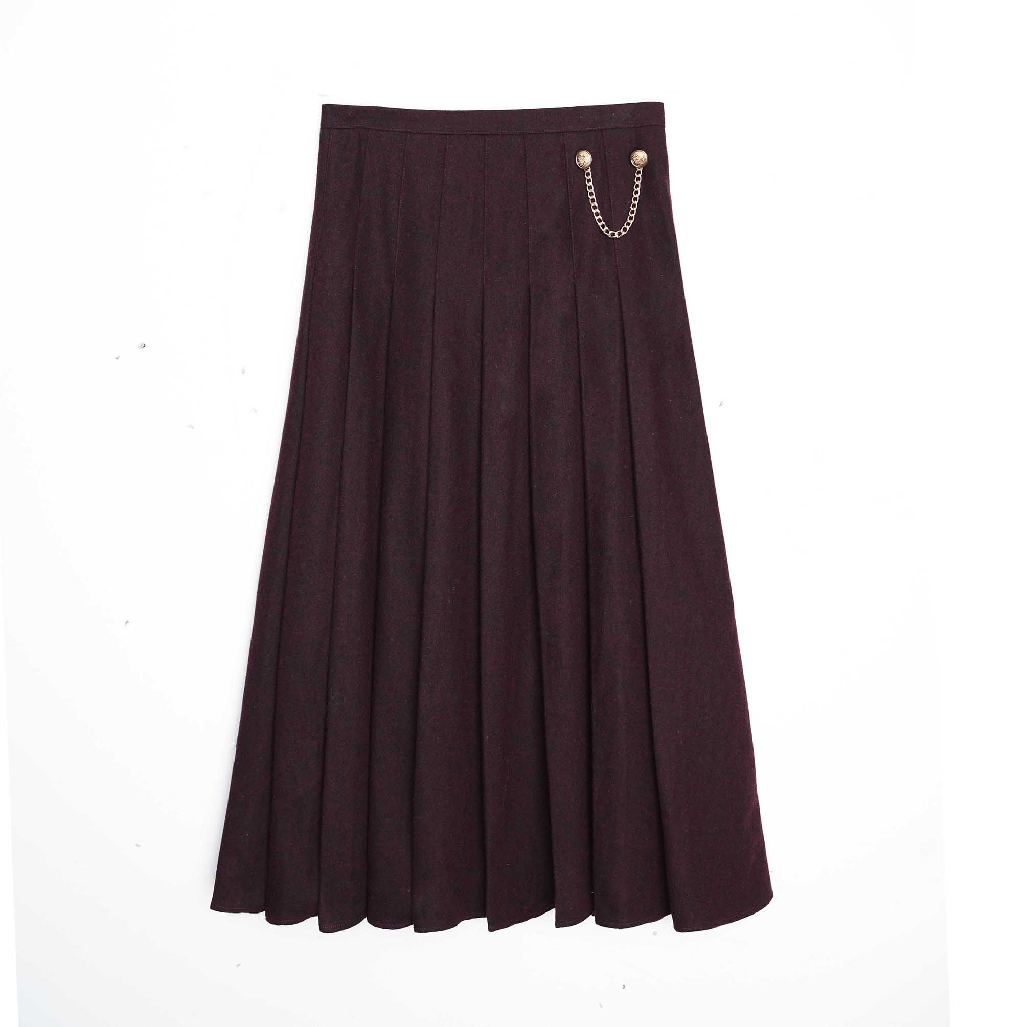 Teen Burgundy Wool Chain Skirt