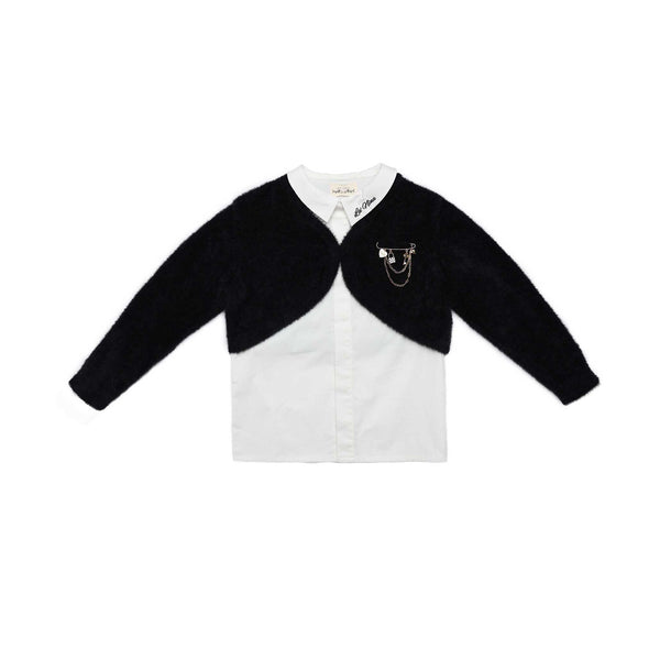 Teen Logo Shirt and Mohair Brooch Shrug