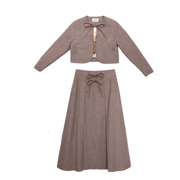 Teen Brown Wool Jacket Set