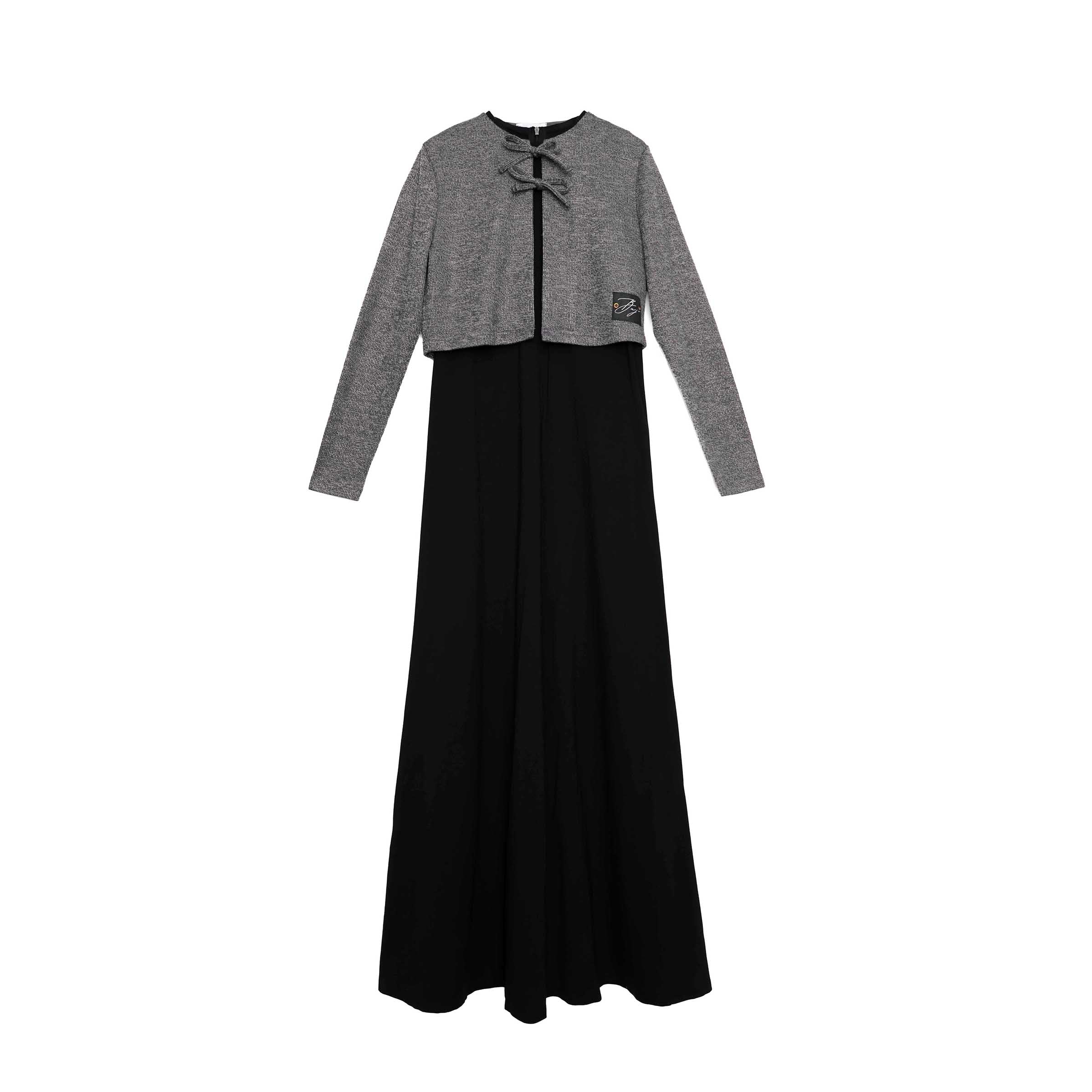 Teen Grey Logo Cardi Bow Maxi