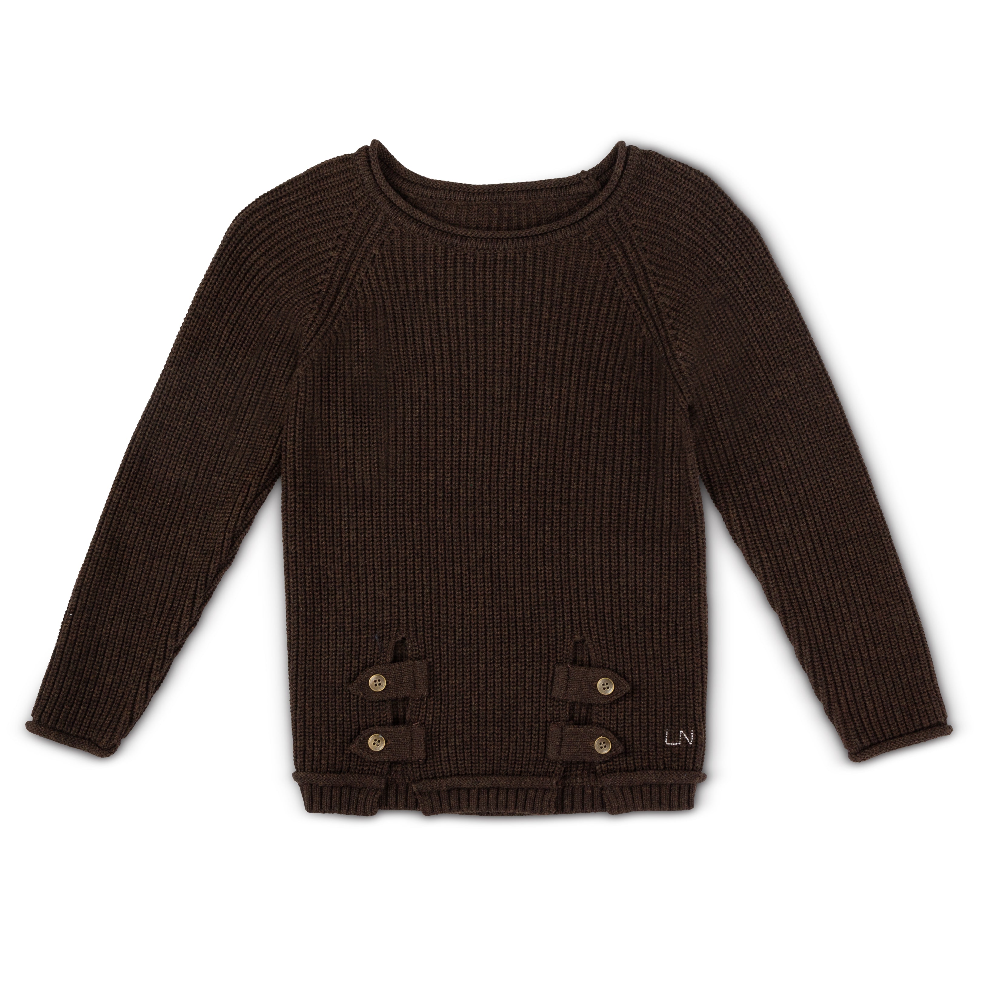 Boys Brown Button Detail Logo Sweater