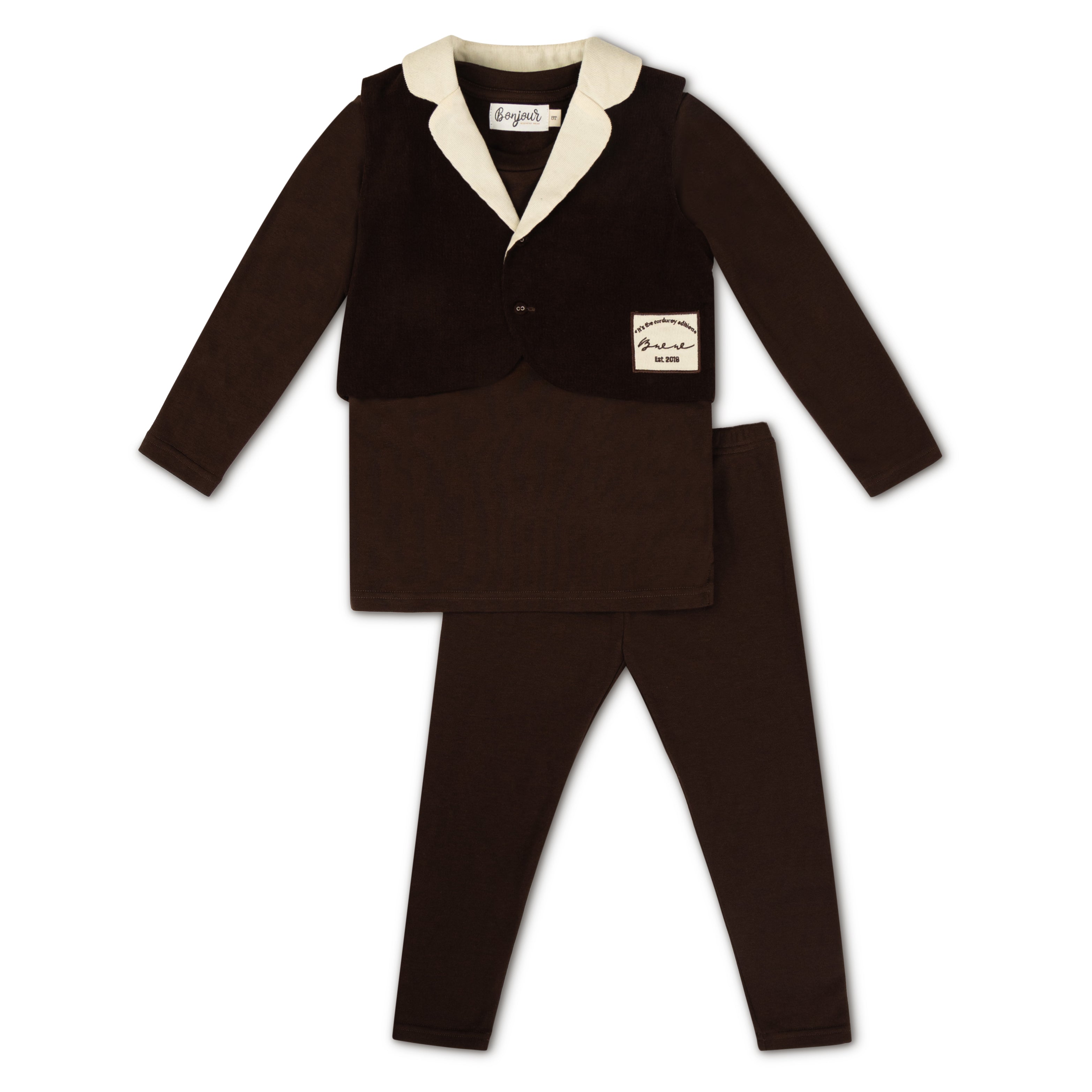 Boys Brown Corduroy Vest Set