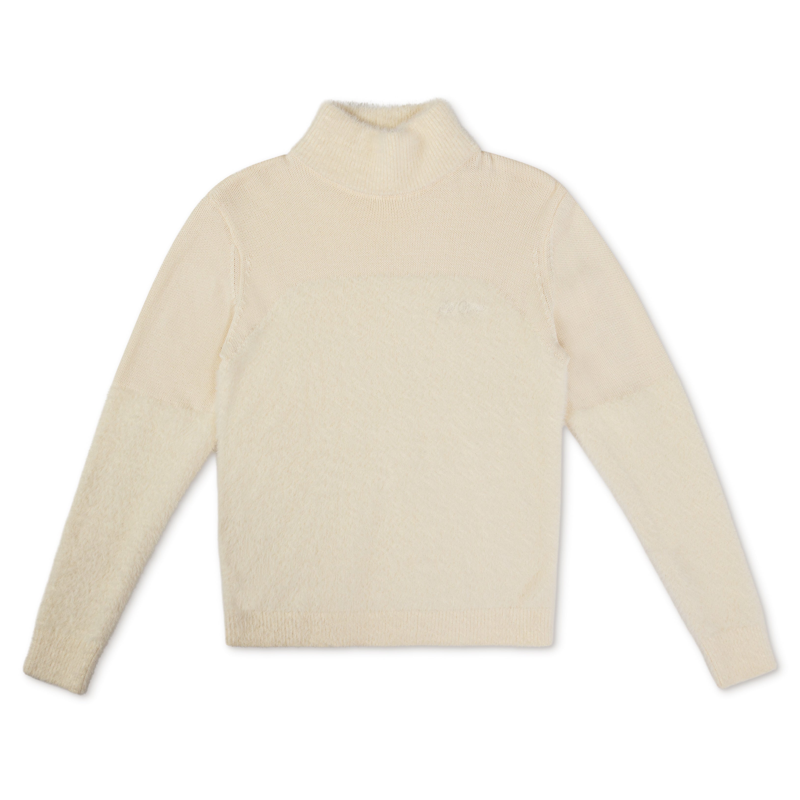 Teen Cream Mohair Logo Combo Sweater -Black