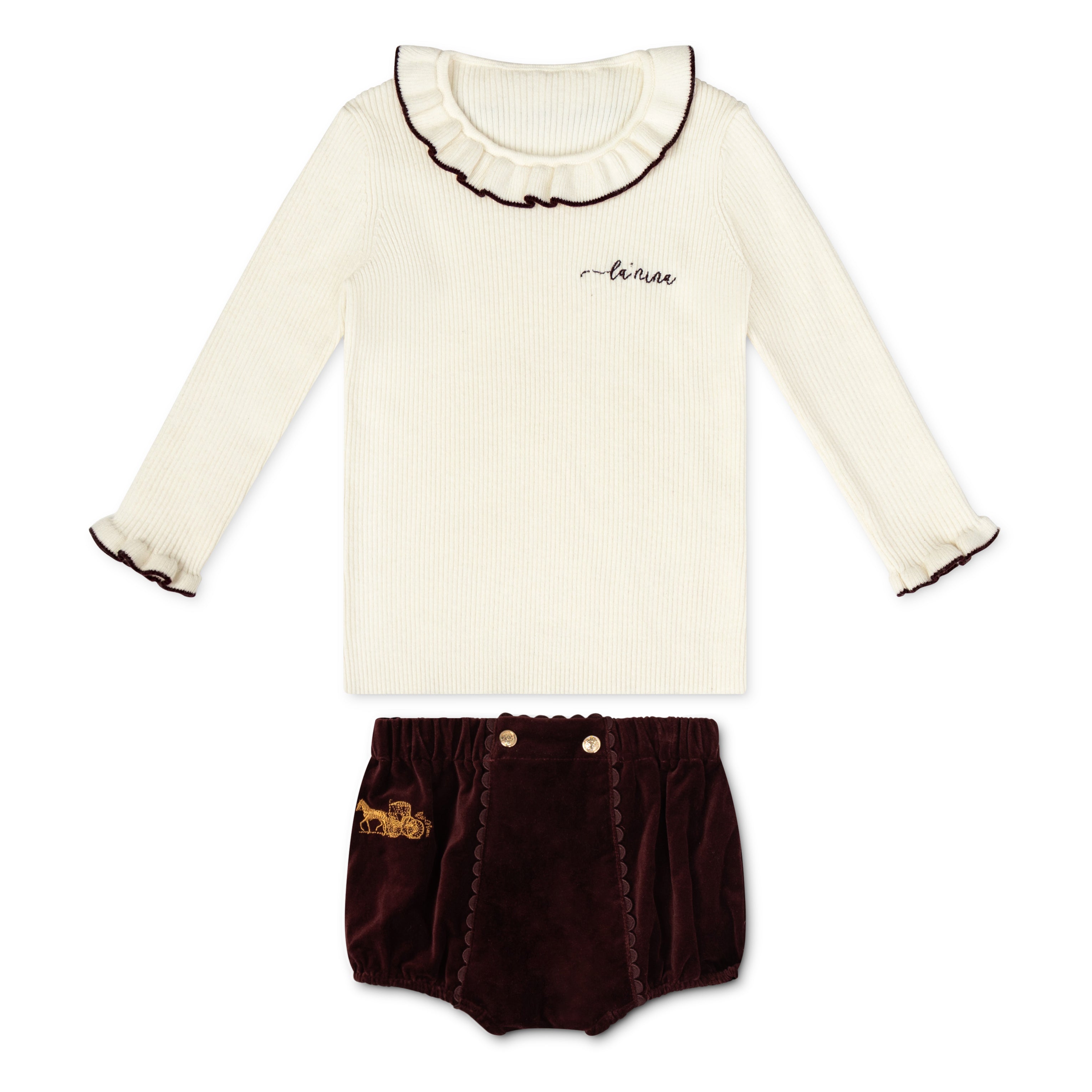Burgundy Velvet Classic Logo Bloomer & Logo Sweater