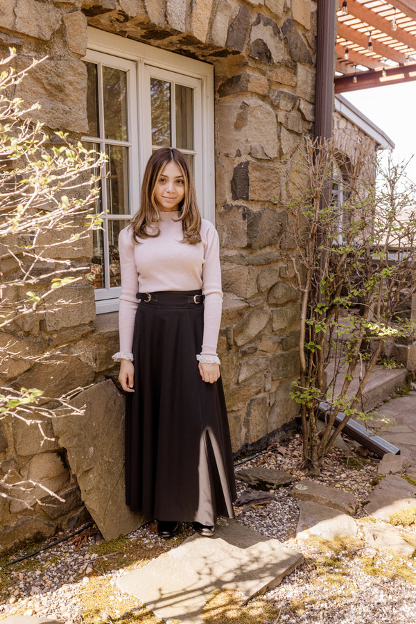 Buckle Waist Midi Skirt