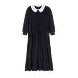 Light Blue Striped Collar Maxi Dress