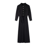 Black-Button Shirt 2 pc Maxi