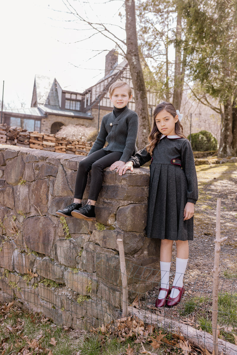 Boys Grey Ribbed Button Sweater