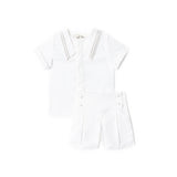 White Sailor Collar Boy's Two-Piece Set