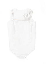 White Sailor Collar Embroidery Romper