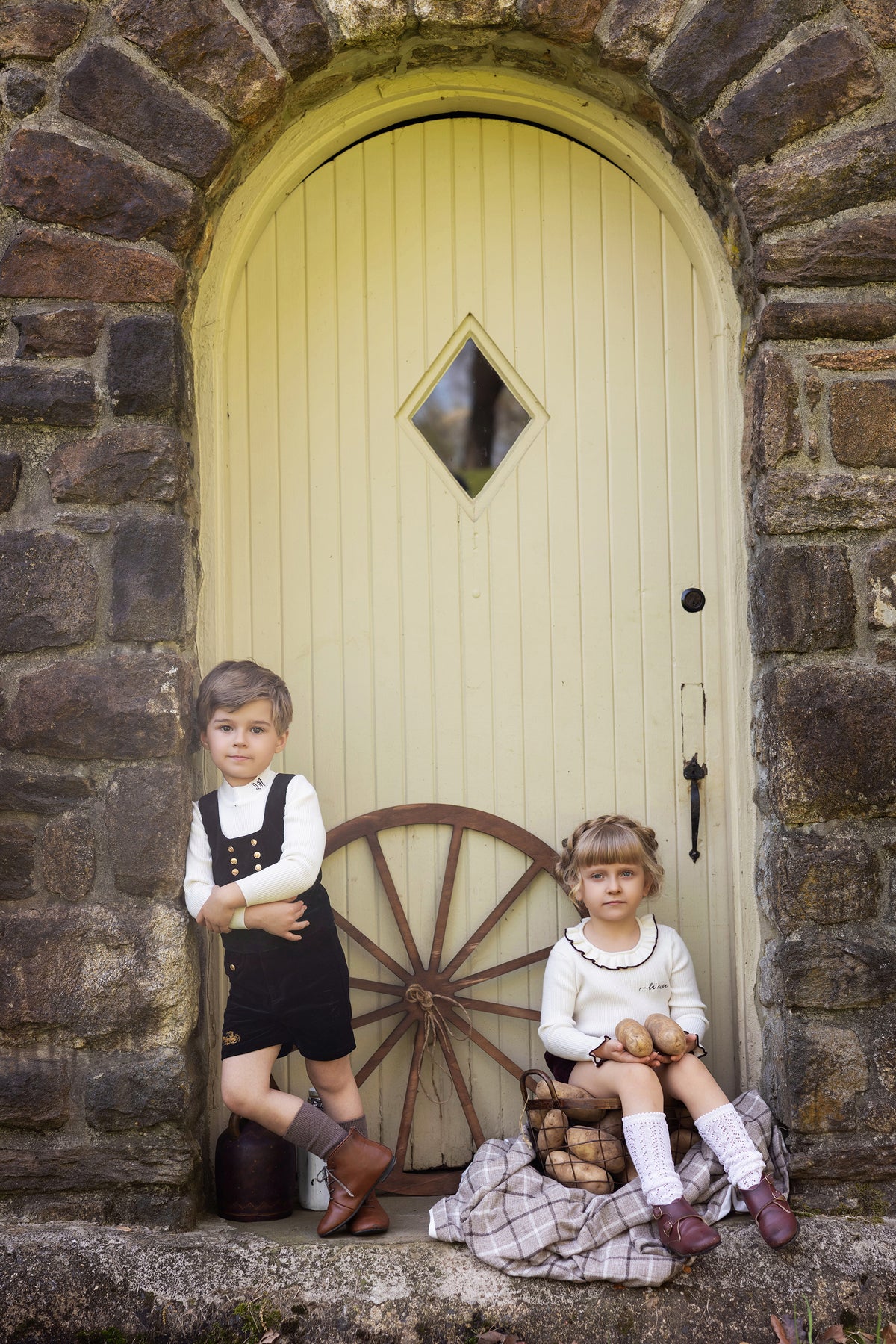 Boy's Black Velvet Classic Set & Logo Sweater